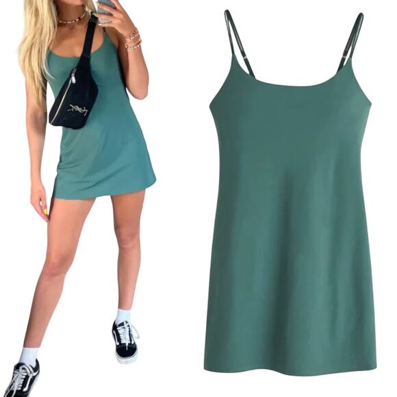 Abercrombie & Fitch Traveler Active Dress Built in Shorts Mini Green XL Tall - Picture 2 of 12